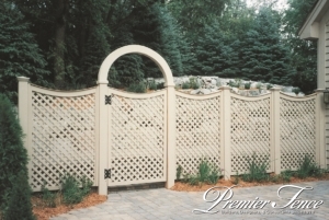 fence for kids western red cedar lattice gate around backyard for kid safety premier fence twin cities st. paul fence contractor