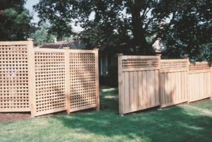 aesthetic western red cedar lattice fence around yard for boundary and privacy premier fence twin cities fence contractor
